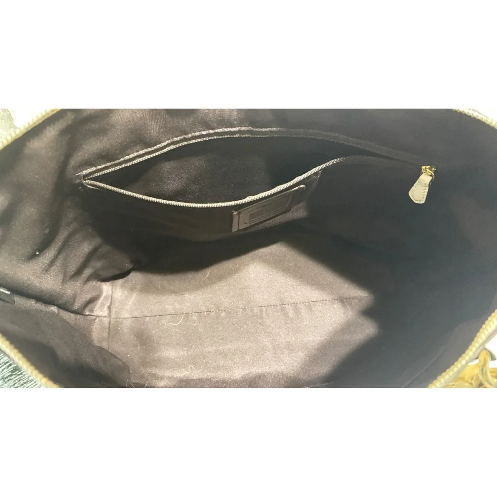 Coach Ava cross grain glitter leather zip top‎ EUC